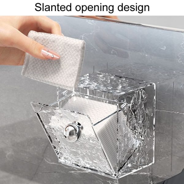 Bathroom No Punch Storage Box Restroom Wall Mounted Cotton Swab Organizer (Transparent Silver) - Image 6