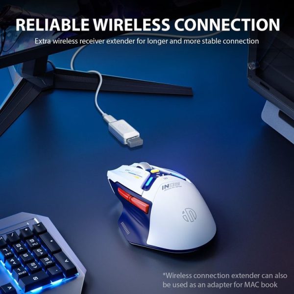 Inphic IN9 Tri-mode Wireless Bluetooth Gaming Office Computer Mouse (White) - Image 12