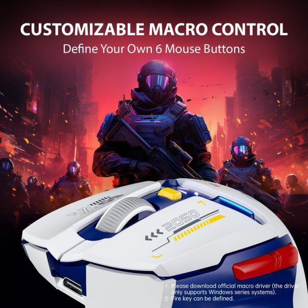 Inphic IN9 Tri-mode Wireless Bluetooth Gaming Office Computer Mouse (White) - Image 6