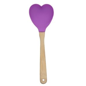 High Temperature Resistant Nonstick Heart Shaped Silicone Spatula Spoon Kitchen Baking Tools (Purple)