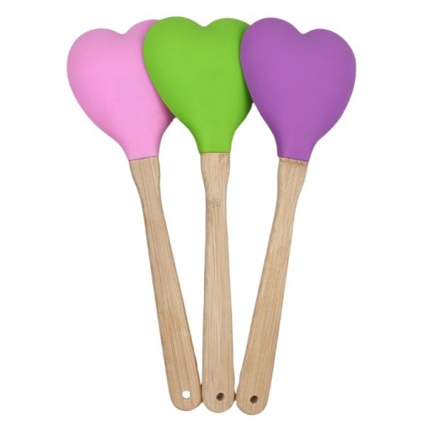 High Temperature Resistant Nonstick Heart Shaped Silicone Spatula Spoon Kitchen Baking Tools (Purple) - Image 3