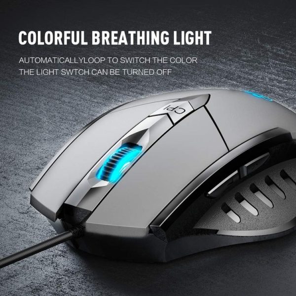 Inphic PW1H Wired Silent Illuminated Computer Gaming 6-Button Mouse (Gray) - Image 4