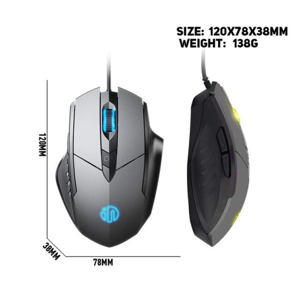 Inphic PW1H Wired Silent Illuminated Computer Gaming 6-Button Mouse (Gray) - Image 9