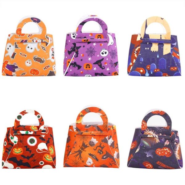 2pcs / Pack DIY Halloween Candy Bag Children Dress-Up Felt Gift Bag (Pumpkin Bat Eyeball) - Image 2