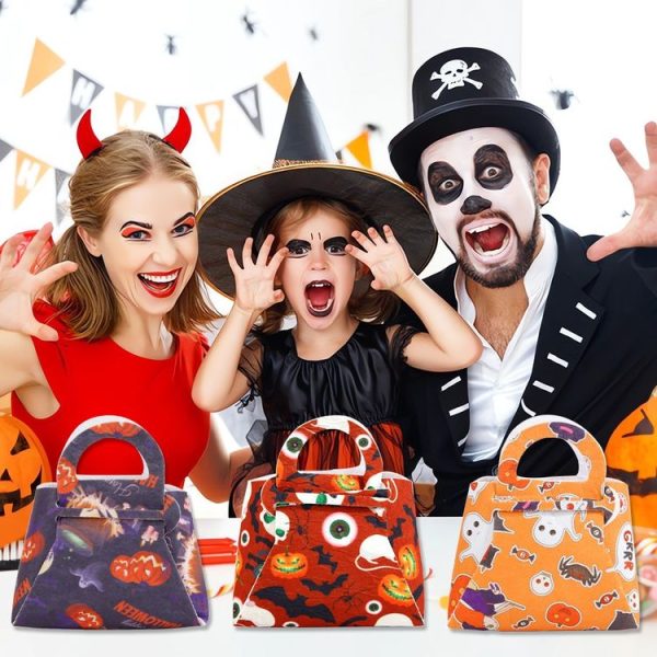 2pcs / Pack DIY Halloween Candy Bag Children Dress-Up Felt Gift Bag (Pumpkin Bat Eyeball) - Image 6