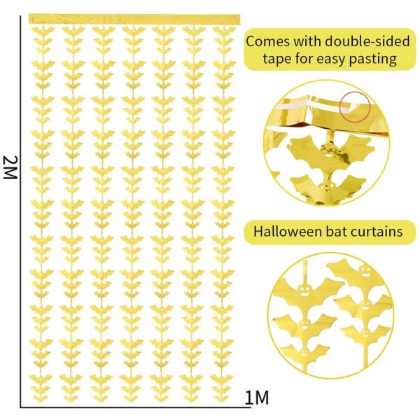 Halloween Decorative Bat String Flag Door Curtain Party Scene Layout Props (Red) - Image 2
