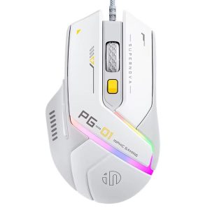Inphic PG1 RGB Light Emitting Computer Gaming Wired Mouse (White)