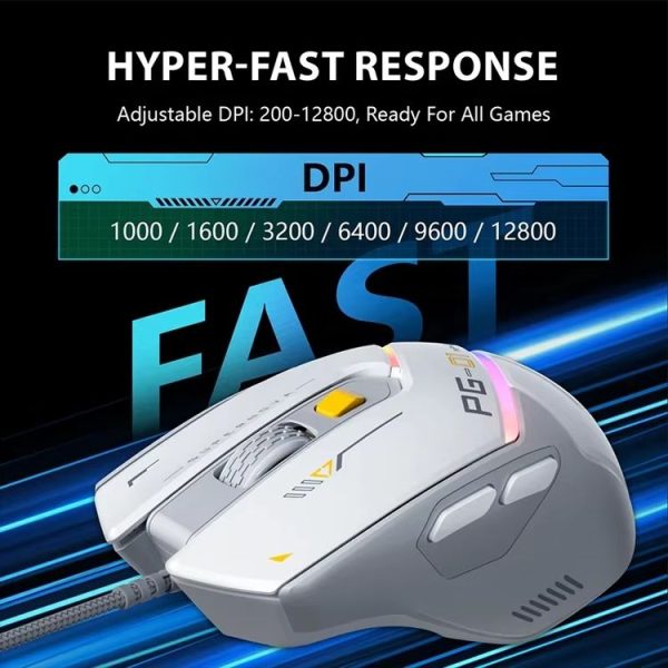 Inphic PG1 RGB Light Emitting Computer Gaming Wired Mouse (White) - Image 4