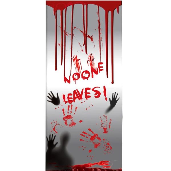 2m x 90cm Halloween Bloody Handprint Stickers without Glue Party Decoration Door Stickers