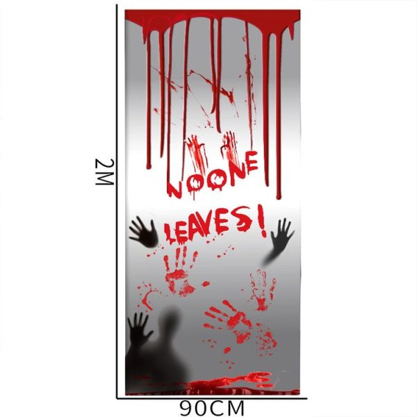 2m x 90cm Halloween Bloody Handprint Stickers without Glue Party Decoration Door Stickers - Image 2