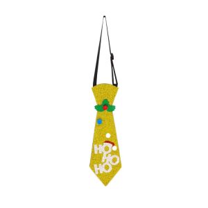 Christmas Children Cartoon Ties Holiday Party Performance Costume Props, Color: Gold Hoho