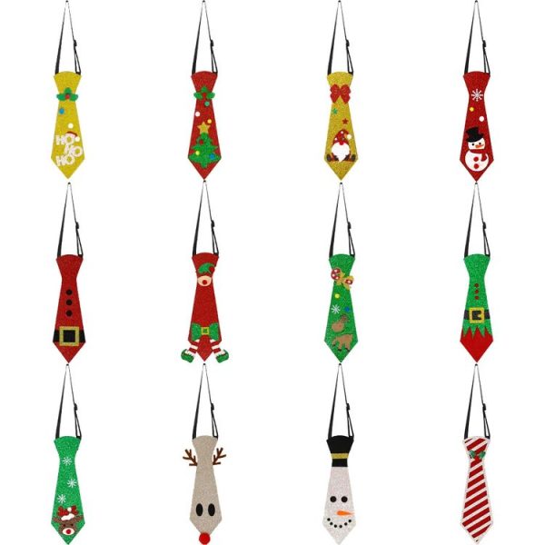 Christmas Children Cartoon Ties Holiday Party Performance Costume Props, Color: Gold Hoho - Image 2
