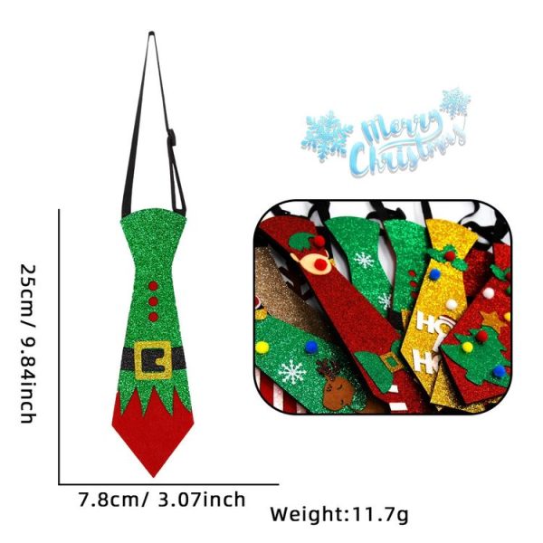 Christmas Children Cartoon Ties Holiday Party Performance Costume Props, Color: Gold Hoho - Image 3