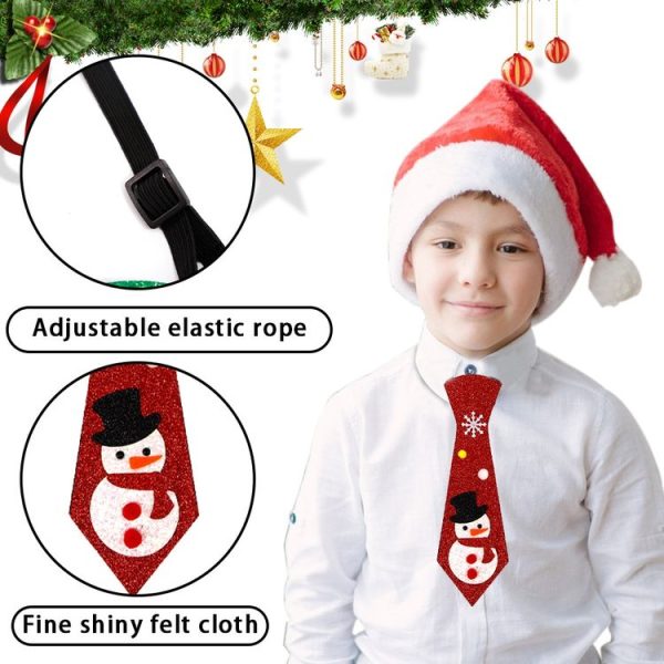 Christmas Children Cartoon Ties Holiday Party Performance Costume Props, Color: Gold Hoho - Image 5