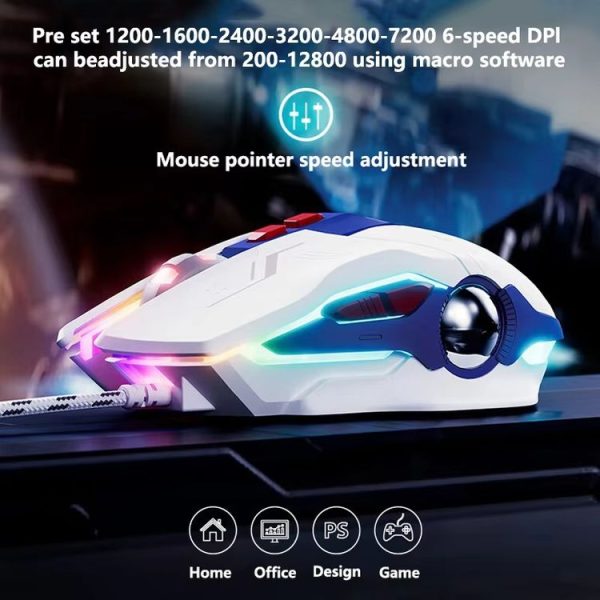 Inphic W9P Glowing Computer Gaming Wired Mouse (Silent Version) - Image 5