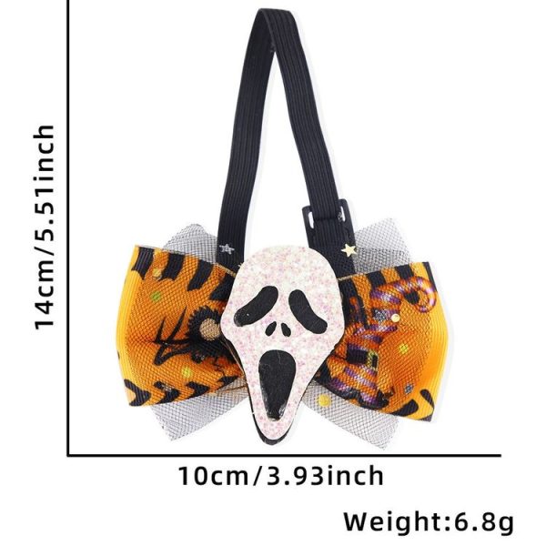 Halloween Pet Cartoon Decorative Bow Tie Adjustable Elastic Rope Collar, Color: Ghost Face Mask - Image 2