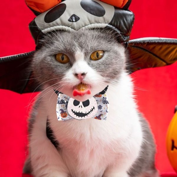 Halloween Pet Cartoon Decorative Bow Tie Adjustable Elastic Rope Collar, Color: Ghost Face Mask - Image 6