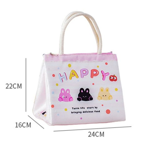 Cute Cartoon Portable Thermal Bento Bag Thickened Aluminum Film Insulation Lunch Box Storage Bag, Style: Three Rabbits - Image 3