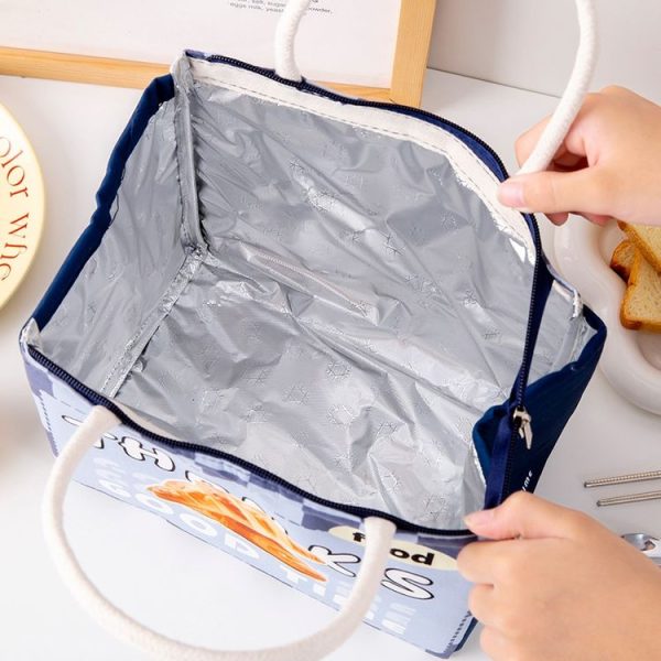 Cute Cartoon Portable Thermal Bento Bag Thickened Aluminum Film Insulation Lunch Box Storage Bag, Style: Three Rabbits - Image 4