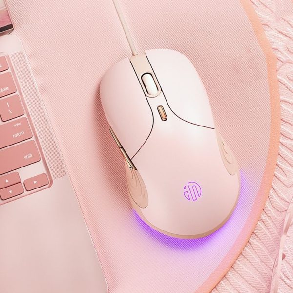 Inphic B8 Mute Light Emitting Wired Mice Home Office Gaming Computer Mouse (Milk Tea Color) - Image 2