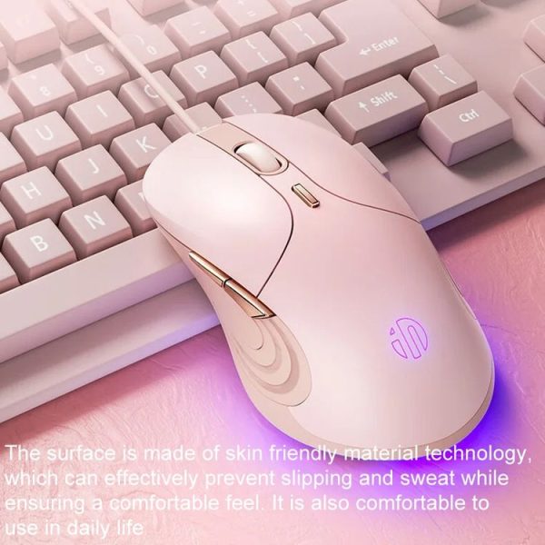 Inphic B8 Mute Light Emitting Wired Mice Home Office Gaming Computer Mouse (Milk Tea Color) - Image 4