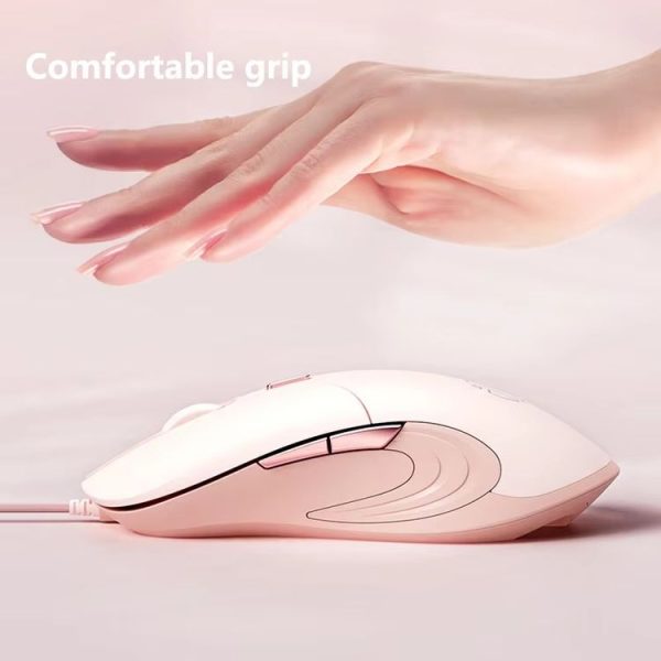 Inphic B8 Mute Light Emitting Wired Mice Home Office Gaming Computer Mouse (Milk Tea Color) - Image 5