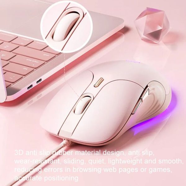 Inphic B8 Mute Light Emitting Wired Mice Home Office Gaming Computer Mouse (Milk Tea Color) - Image 6