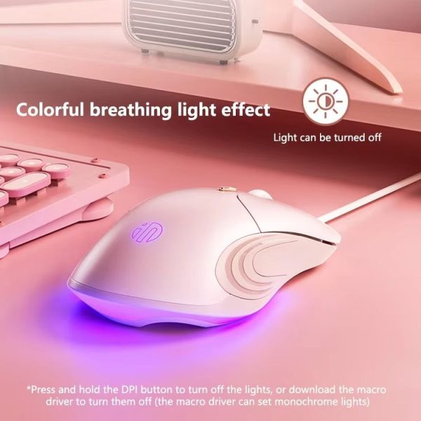 Inphic B8 Mute Light Emitting Wired Mice Home Office Gaming Computer Mouse (Milk Tea Color) - Image 7