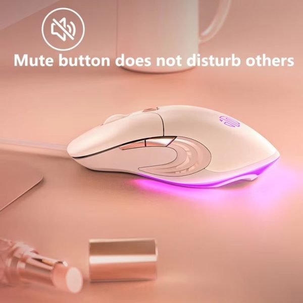 Inphic B8 Mute Light Emitting Wired Mice Home Office Gaming Computer Mouse (Milk Tea Color) - Image 8
