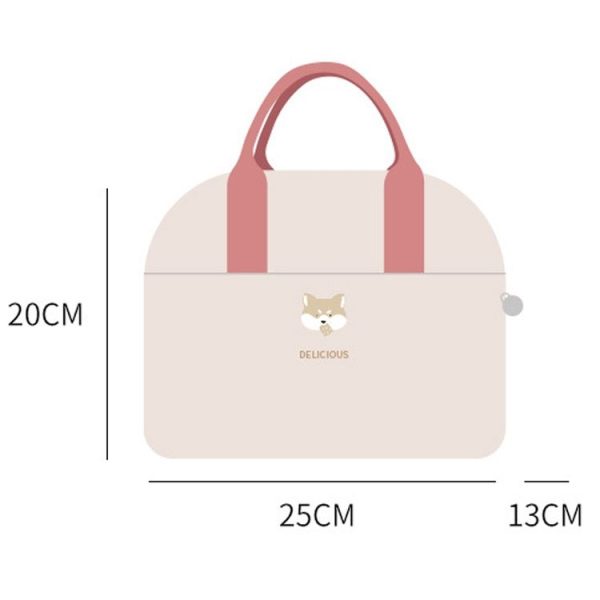 Thickened Portable Thermal Lunch Bag Waterproof Large Capacity Bento Bag With Badge (Beige) - Image 3