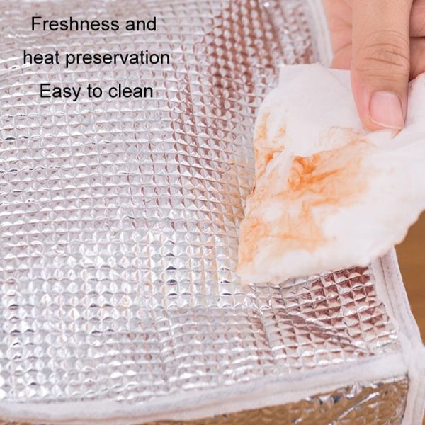Thickened Portable Thermal Lunch Bag Waterproof Large Capacity Bento Bag With Badge (Beige) - Image 7
