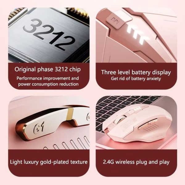 Inphic F8 2.4G Wireless Mute Charging Computer Gaming Mouse (Milk Tea Color) - Image 7