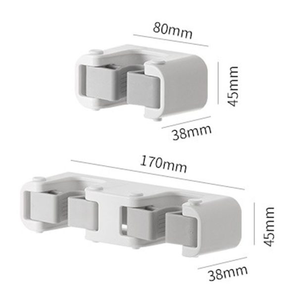 Bathroom No-Punch Mop Hook Household Broom Wall Mounted Fixing Clip, Style: Single Clip - Image 3