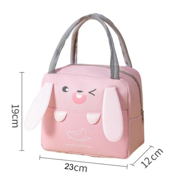 Portable Thermal Lunch Bag Cartoon Tote Food Fresh Cooler Bag Eco-friendly Picnic Bento Pouch (Coffee) - Image 3