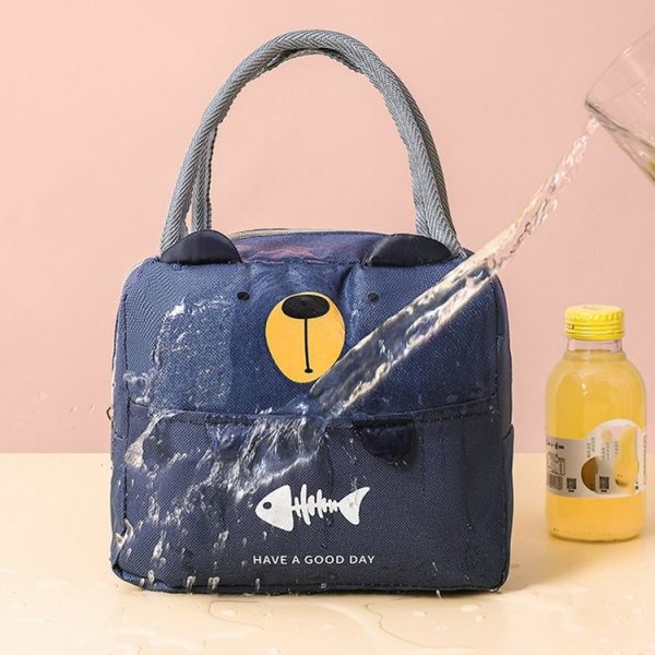 Portable Thermal Lunch Bag Cartoon Tote Food Fresh Cooler Bag Eco-friendly Picnic Bento Pouch (Coffee) - Image 6