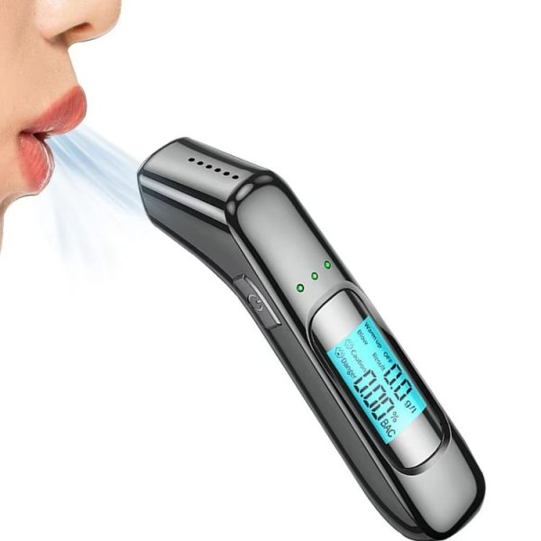 High-Precision Portable Alcohol Tester Rechargeable Breathalyzer With LCD Display (Black)