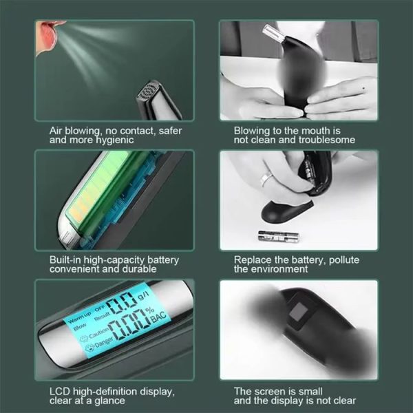 High-Precision Portable Alcohol Tester Rechargeable Breathalyzer With LCD Display (Black) - Image 3