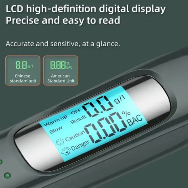 High-Precision Portable Alcohol Tester Rechargeable Breathalyzer With LCD Display (Black) - Image 4