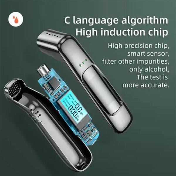 High-Precision Portable Alcohol Tester Rechargeable Breathalyzer With LCD Display (Black) - Image 5
