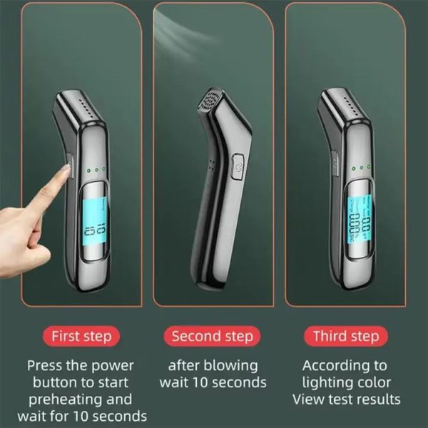 High-Precision Portable Alcohol Tester Rechargeable Breathalyzer With LCD Display (Black) - Image 9