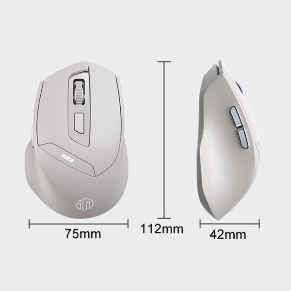 Inphic DR6 2.4G Wireless + Bluetooth 5.0 / 4.0 Tri-mode Charging Mute Office Gaming Computer Mouse (White Apricot) - Image 12