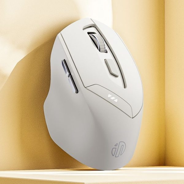 Inphic DR6 2.4G Wireless + Bluetooth 5.0 / 4.0 Tri-mode Charging Mute Office Gaming Computer Mouse (White Apricot) - Image 2