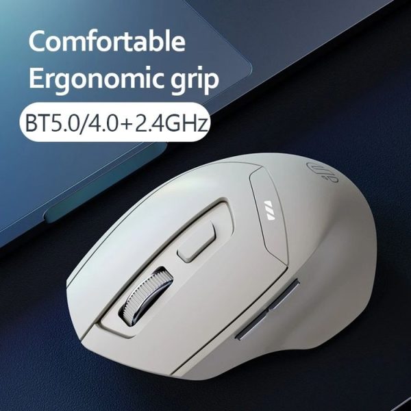 Inphic DR6 2.4G Wireless + Bluetooth 5.0 / 4.0 Tri-mode Charging Mute Office Gaming Computer Mouse (White Apricot) - Image 3