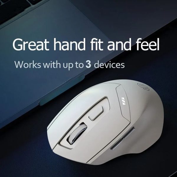 Inphic DR6 2.4G Wireless + Bluetooth 5.0 / 4.0 Tri-mode Charging Mute Office Gaming Computer Mouse (White Apricot) - Image 4