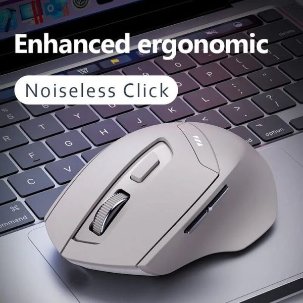 Inphic DR6 2.4G Wireless + Bluetooth 5.0 / 4.0 Tri-mode Charging Mute Office Gaming Computer Mouse (White Apricot) - Image 5