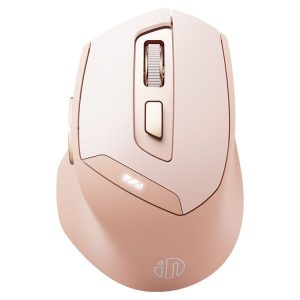 Inphic DR8 2.4G Wireless + Bluetooth 5.0 / 4.0 Tri-mode Charging Mute Office Gaming Computer Mouse (Milk Tea Color)