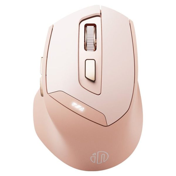 Inphic DR8 2.4G Wireless + Bluetooth 5.0 / 4.0 Tri-mode Charging Mute Office Gaming Computer Mouse (Milk Tea Color)