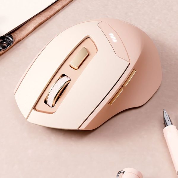 Inphic DR8 2.4G Wireless + Bluetooth 5.0 / 4.0 Tri-mode Charging Mute Office Gaming Computer Mouse (Milk Tea Color) - Image 2