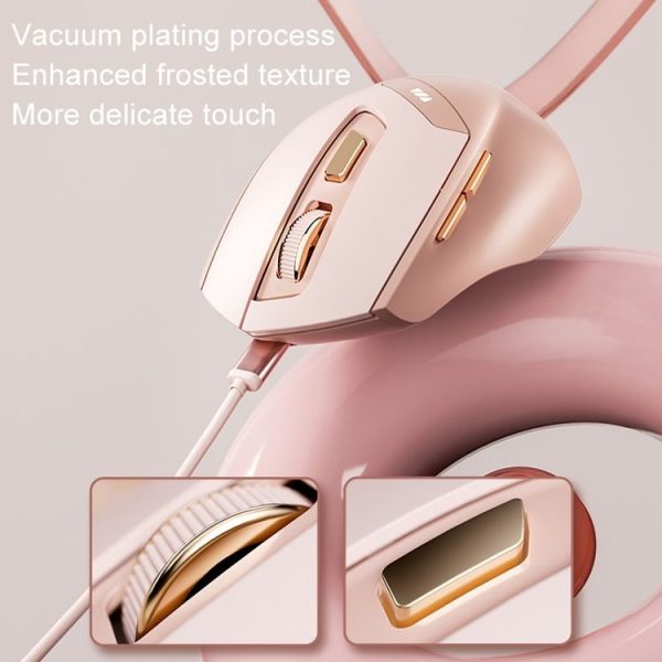 Inphic DR8 2.4G Wireless + Bluetooth 5.0 / 4.0 Tri-mode Charging Mute Office Gaming Computer Mouse (Milk Tea Color) - Image 6