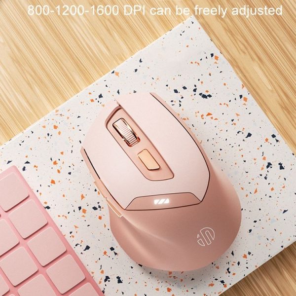 Inphic DR8 2.4G Wireless + Bluetooth 5.0 / 4.0 Tri-mode Charging Mute Office Gaming Computer Mouse (Milk Tea Color) - Image 8
